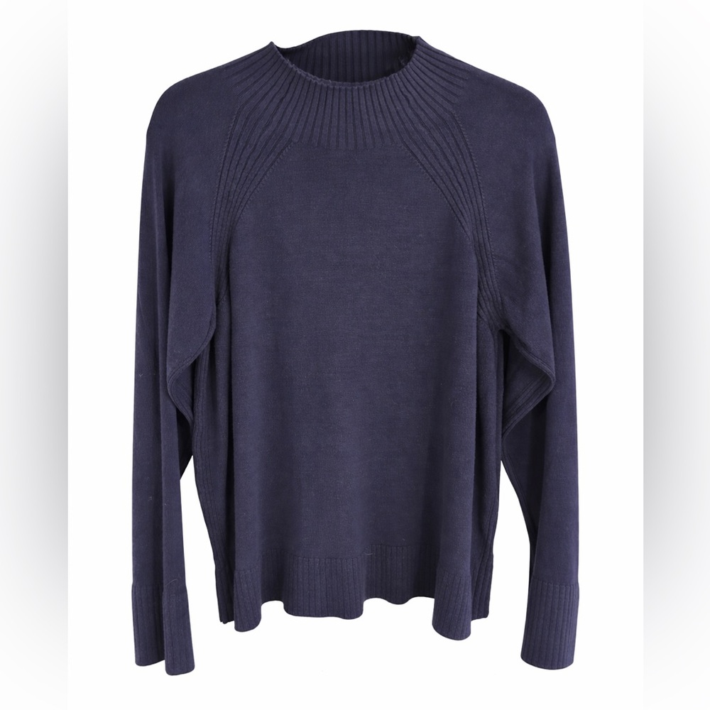 Tribal Navy Blue Cowl Neck Sweater